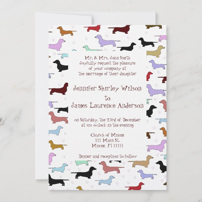 Revised Dachshund Wedding Invitation (Front)