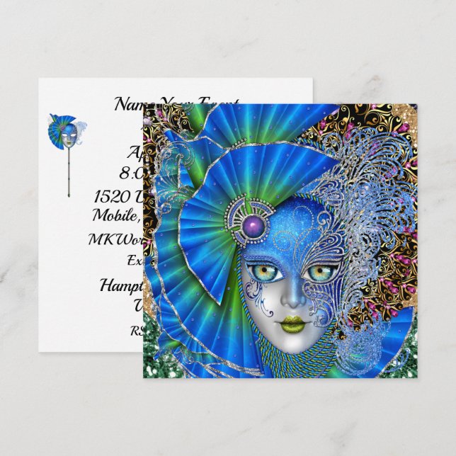 Revised Masquerade Mardi Gras Invitation (Front/Back)