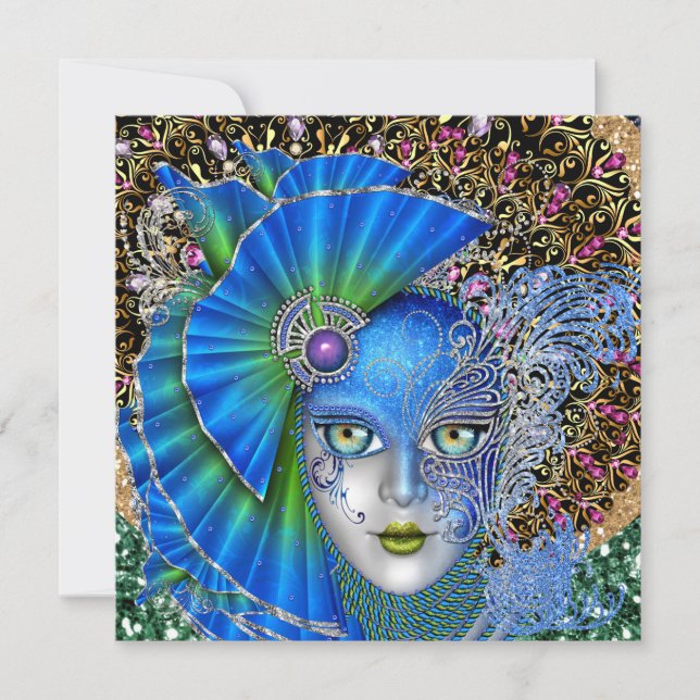 Revised Masquerade Mardi Gras Invitation (Front)