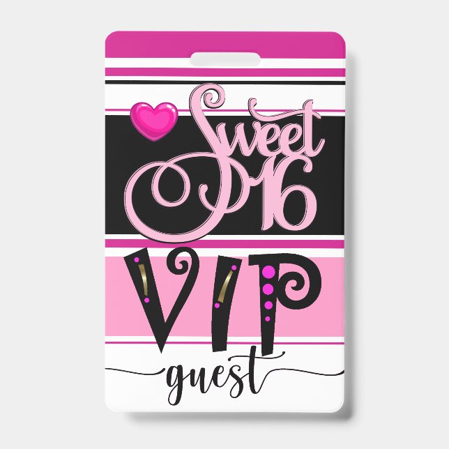Revised Sweet 16 VIP Guest Badge - See Back ID Badge (Front)