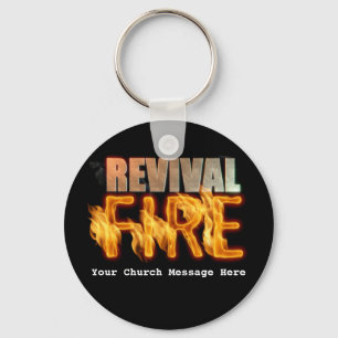 Revival fire church outreach typography evangelism key ring