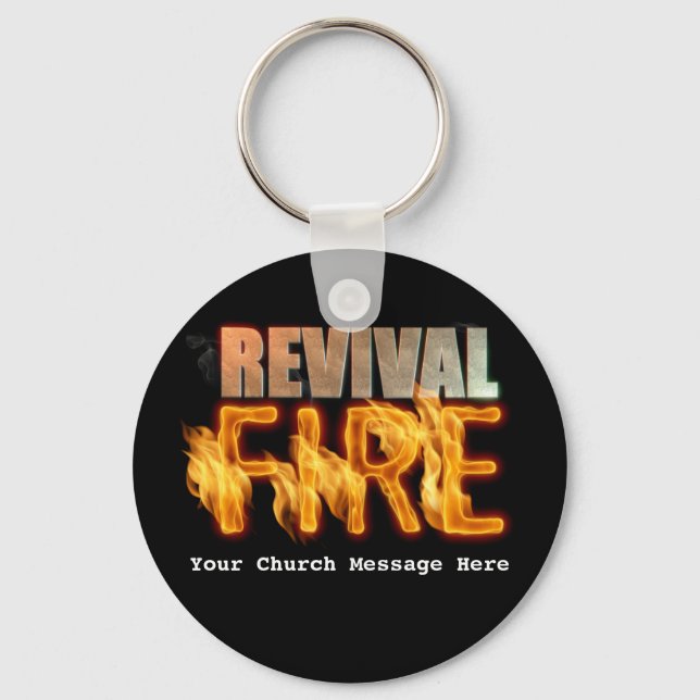 Revival fire church outreach typography evangelism key ring (Front)