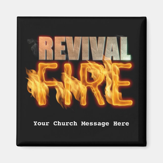 Revival fire church outreach typography evangelism magnet (Front)
