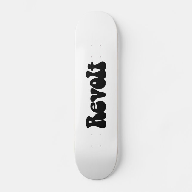 Revolt - Black on White Skateboard (Front)
