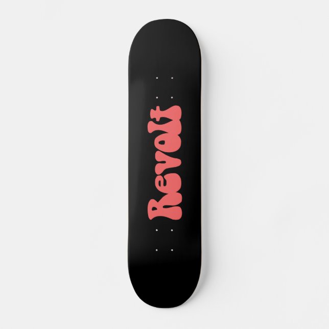 Revolt - Tropical Pink on Black Skateboard (Front)