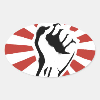 Revolution fist oval sticker