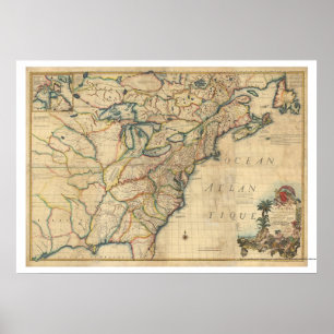 Revolutionary America Map - 1777 Poster