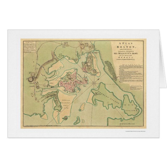 Revolutionary Boston Map 1776 (Front Horizontal)