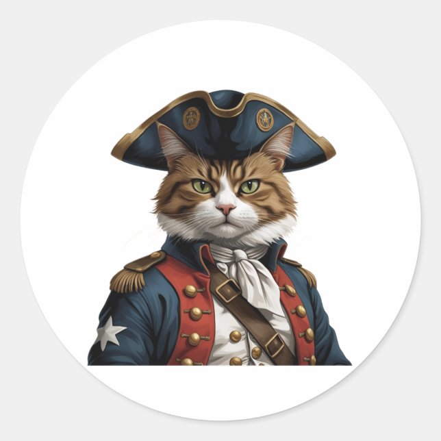 Revolutionary Catitude – 4th of July Cat Sticker (Front)