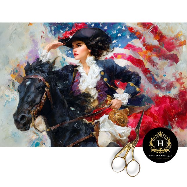 Revolutionary Patriot Woman on Horseback Decoupage Tissue Paper (Creator Uploaded)