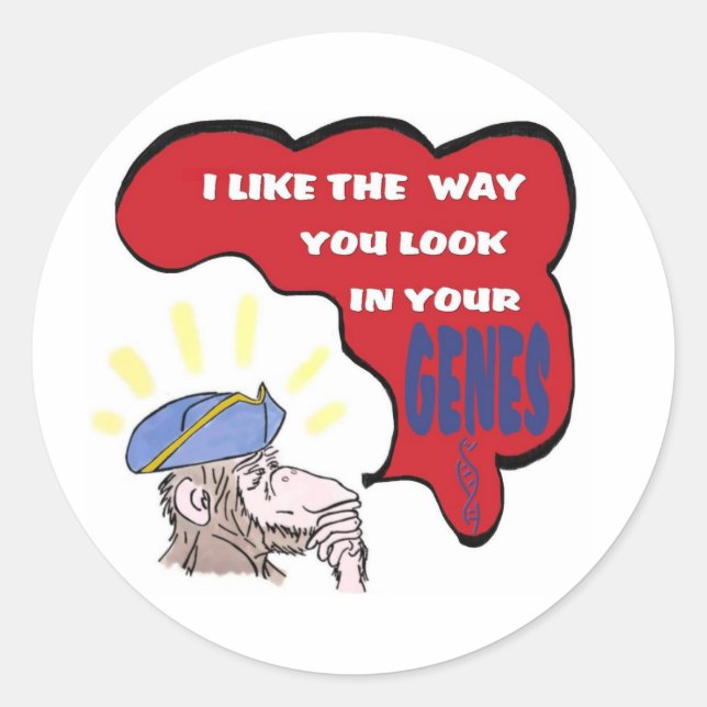 Revolutionary thinking monkey classic round sticker (Front)