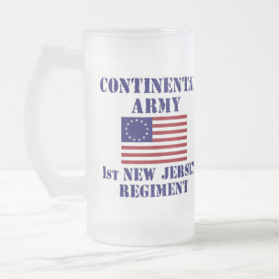 Revolutionary War 1st New Jersey Regiment Glass Frosted Glass Beer Mug