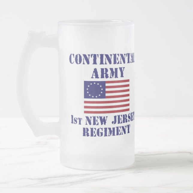 Revolutionary War 1st New Jersey Regiment Glass Frosted Glass Beer Mug (Left)