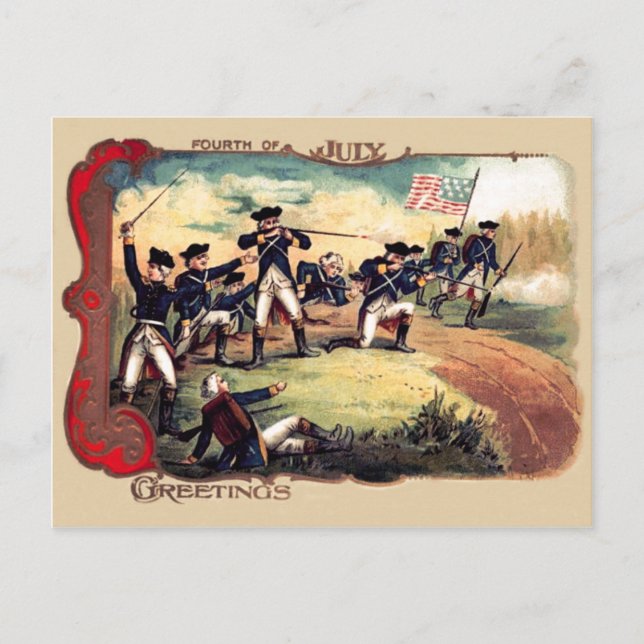 Revolutionary War Battle American Flag Postcard (Front)