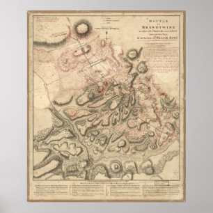 Revolutionary War Battle of Brandywine Map (1777) Poster