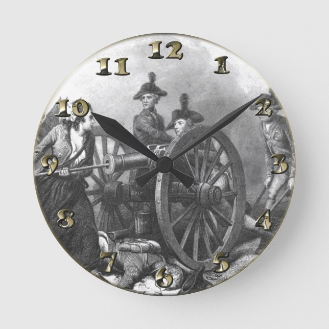 Revolutionary War Cannon - Molly Pitcher Round Clock (Front)