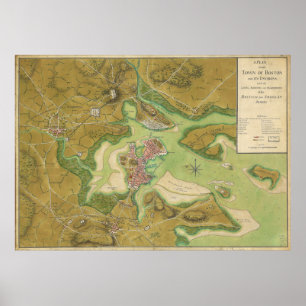 Revolutionary War Map of Boston Harbour 1776 Poster