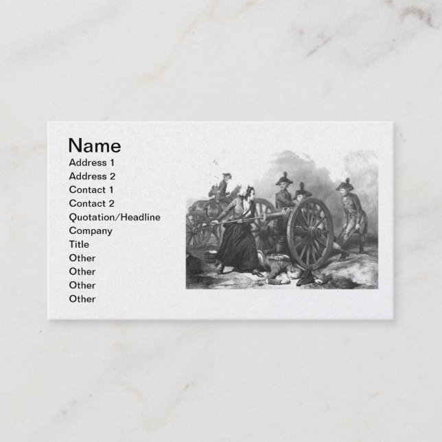 Revolutionary War Molly Pitcher Cannon Business Ca Business Card (Front)