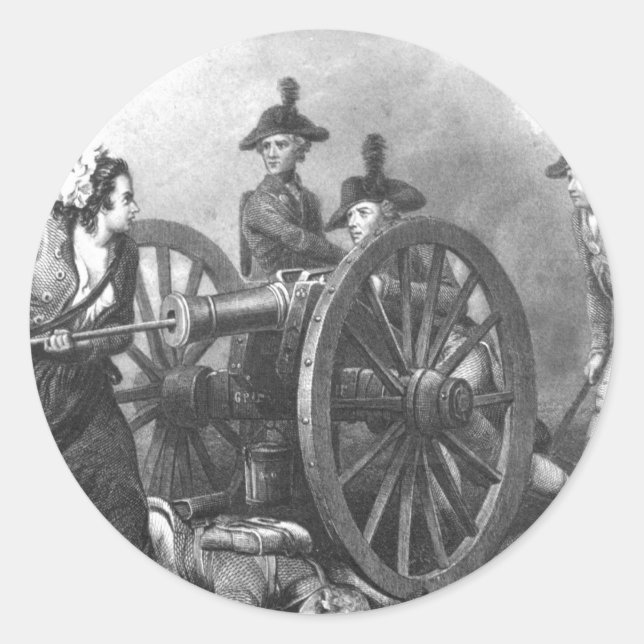 Revolutionary War Molly Pitcher Cannon Classic Round Sticker (Front)
