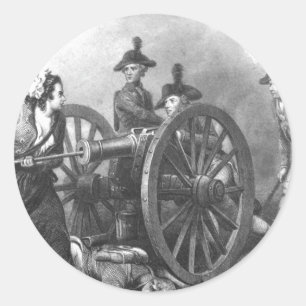 Revolutionary War Molly Pitcher Cannon Classic Round Sticker