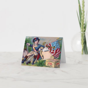 Revolutionary War patriotic boy flag vintage art Card