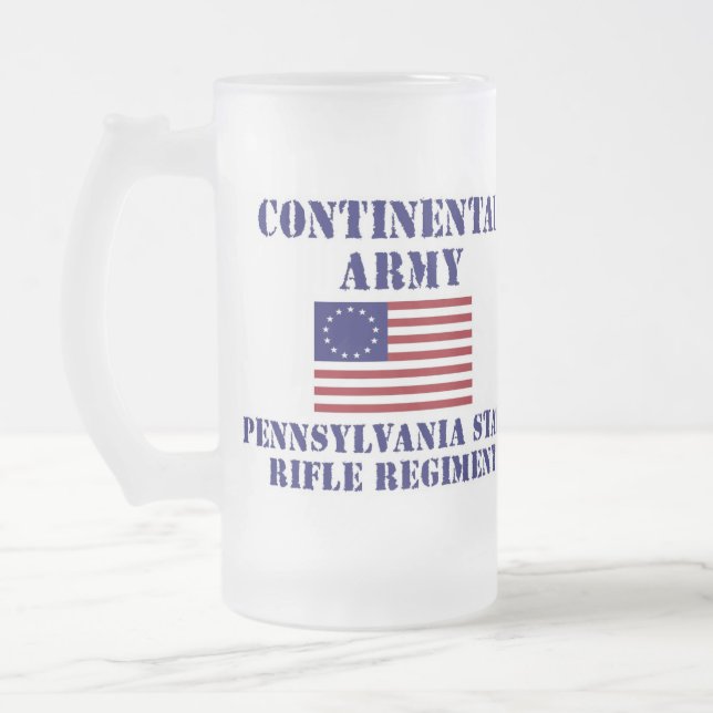 Revolutionary War Pennsylvania Regiment Glass Frosted Glass Beer Mug (Left)
