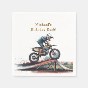 Revved Up Racer: Motorbike Birthday Bash Napkin