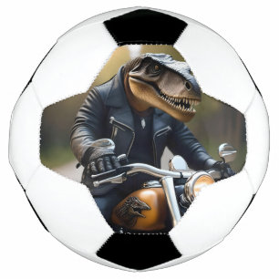 Revved Up Rex: T-Rex in Leathers on a Motorbike, Football