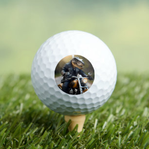 Revved Up Rex: T-Rex in Leathers on a Motorbike, Golf Balls