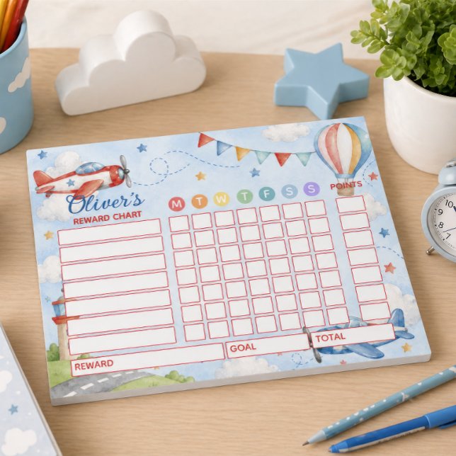 Reward Chart Aeroplane Personalised Chart Notepad (Creator Uploaded)