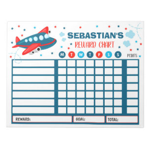 Reward Chart Aeroplane Personalised Chore Chart Notepad