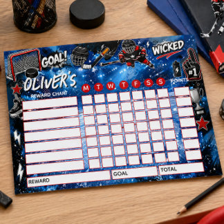 Reward Chart Ice Hockey Personalised Chart Notepad