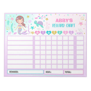 Reward Chart Mermaid Personalised Chore Chart Notepad
