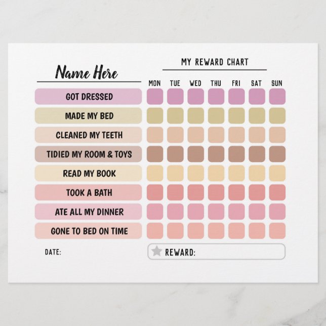 Reward Chart Personalised Planner Daily Fun Kids Flyer (Front)