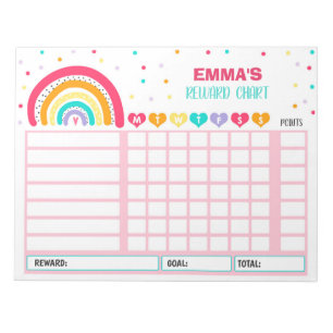 Reward Chart Rainbow Personalised Chore Chart Notepad