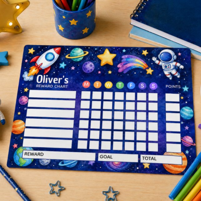Reward Chart Space Themed Personalised Chore Chart Notepad (Creator Uploaded)