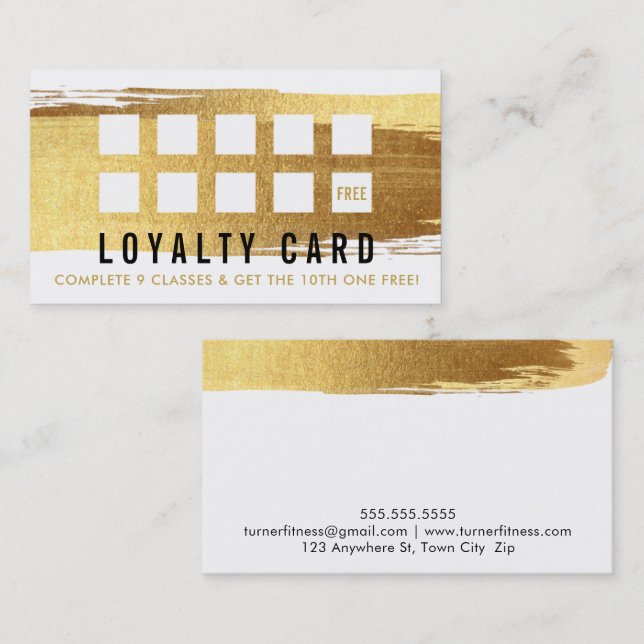 REWARD LOYALTY CARD glamourous gold brush stroke (Front/Back)
