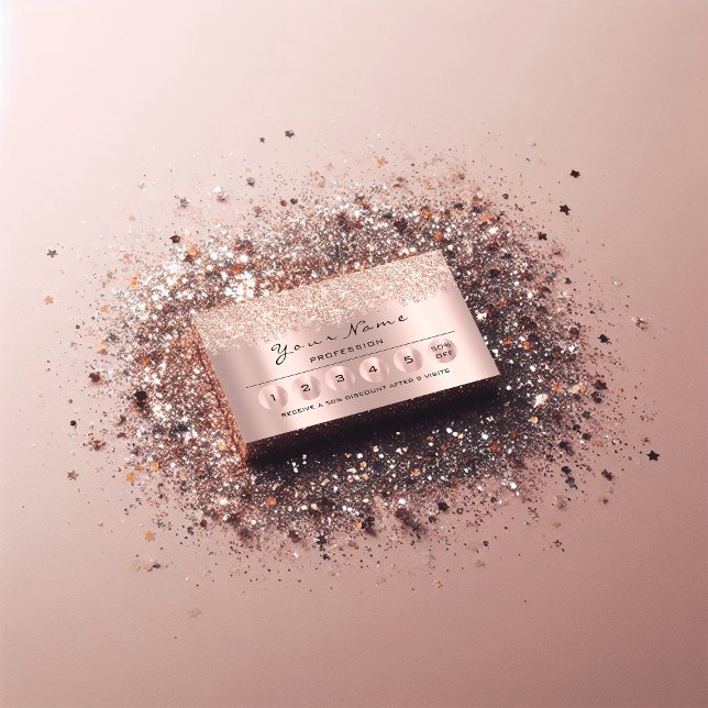Reward Loyalty with Elegance: Makeup Hairdresser  Business Card (Loyalty 6 Makeup Hairdresser Eyelash Rose Glitter Business Card)