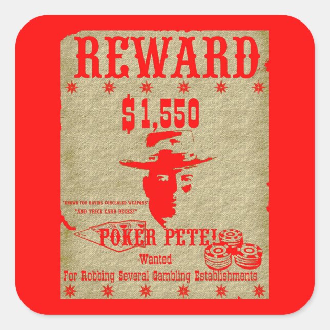 Reward Poker Pete  Square Sticker (Front)