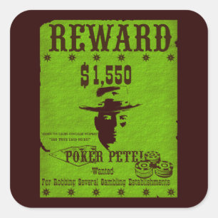 Reward Poker Pete  Square Sticker