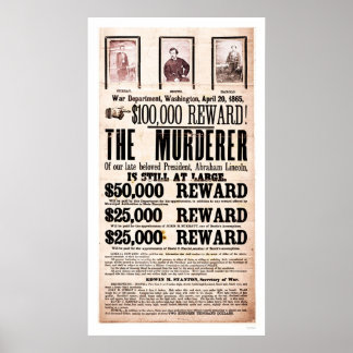 Reward Poster for Lincoln's Assassination 1865