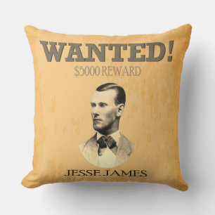 Reward Poster Jesse James American Outlaw Cushion