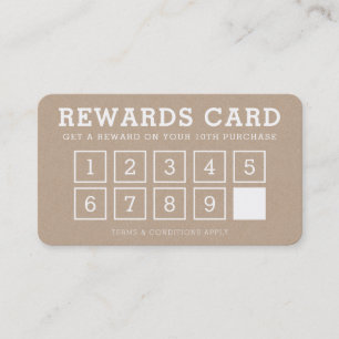 REWARD PUNCH CARD simple modern loyalty 10th kraft