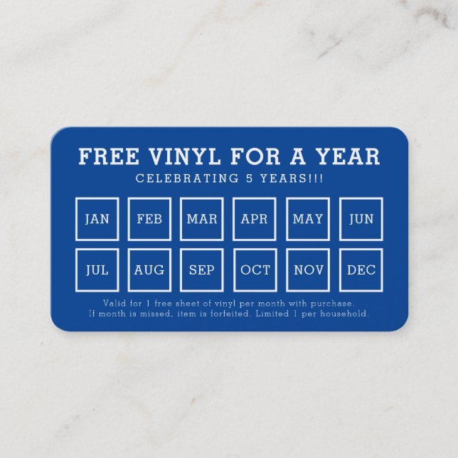 REWARD PUNCH CARD simple modern The Vinyl Shop (Front)