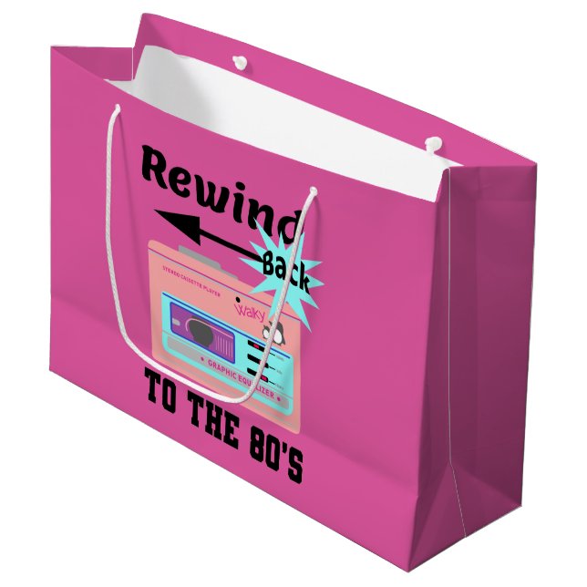 Rewind Back to the 80's Large Gift Bag (Front Angled)