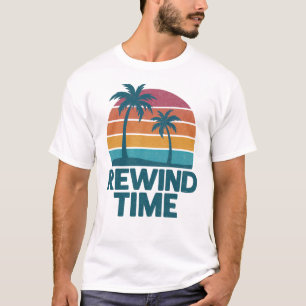 Rewind time retro sunset palm tee