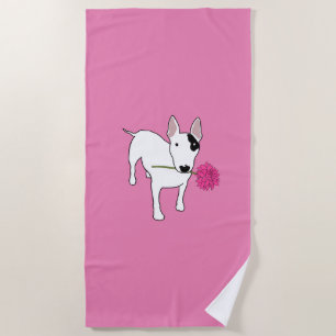 Rex and flower pink beach towel