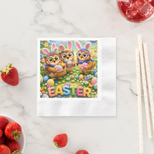 Rex and hoot Easter paper napkins description