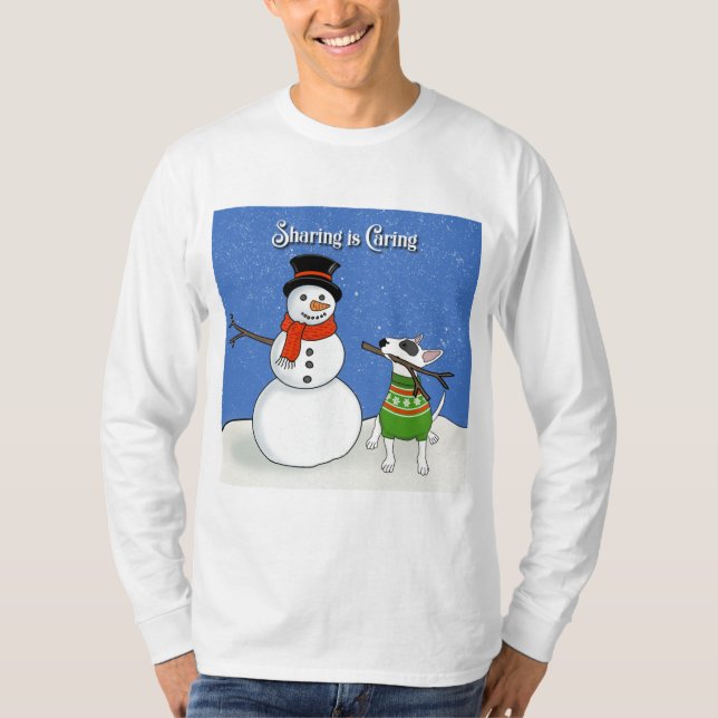 Rex and Snowman Sharing is caring tee (Front)