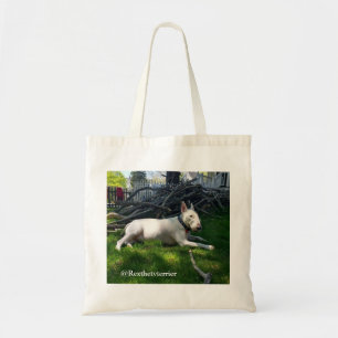 Rex and stick pile tote bag